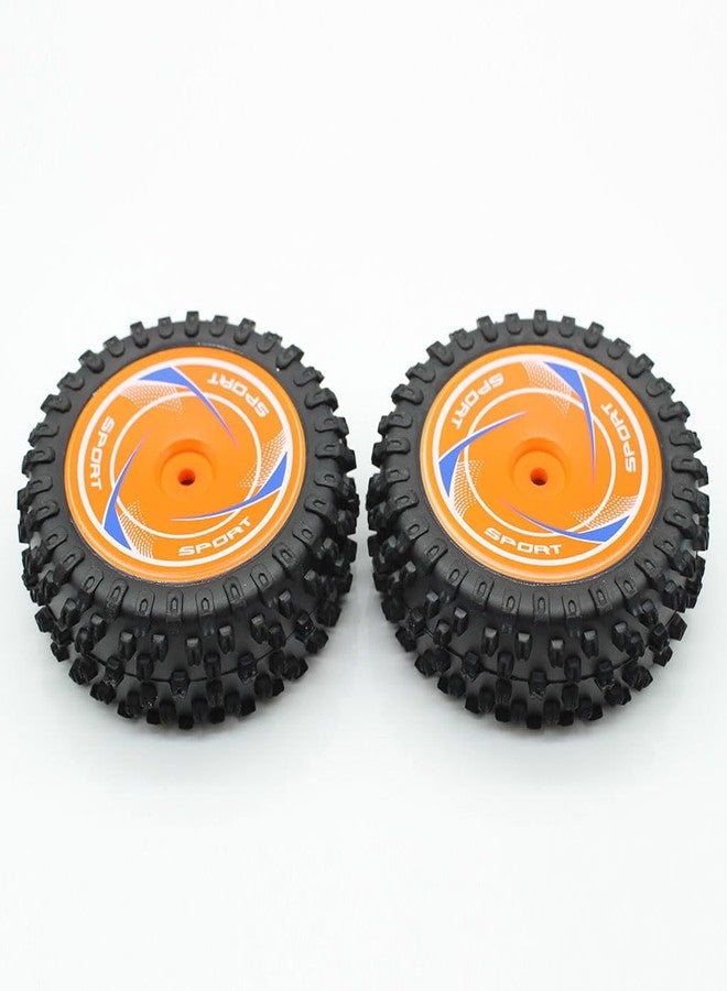 KingVal Replacement Front Wheel Tire RC Spare Parts Compatible with WLtoys 124010 RC Car (Orange) - Image 1